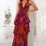 Maria | Women’s Elegant Floral Tiered Maxi Dress
