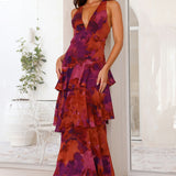 Maria | Women’s Elegant Floral Tiered Maxi Dress