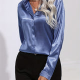 Sarah | Women’s Button Down Long Sleeve Satin Blouses