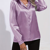 Sarah | Women’s Button Down Long Sleeve Satin Blouses