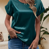 Sophia | Women’s Short Sleeve Relaxed Fit Satin Blouses