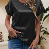 Sophia | Women’s Short Sleeve Relaxed Fit Satin Blouses