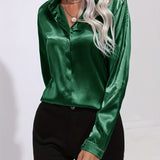 Sarah | Women’s Button Down Long Sleeve Satin Blouses