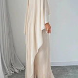 Amelia | Women’s Pleated Cape Overlay Maxi Dress