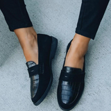 Hannah | Crocodile Texture Loafers for Women Fashion