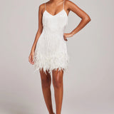 Margaret | Women’s Cocktail Dress with Fringe Feathers
