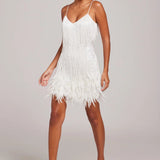 Margaret | Women’s Cocktail Dress with Fringe Feathers