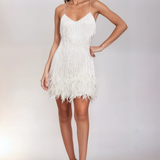 Margaret | Women’s Cocktail Dress with Fringe Feathers