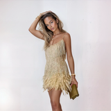 Margaret | Women’s Cocktail Dress with Fringe Feathers