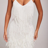 Margaret | Women’s Cocktail Dress with Fringe Feathers