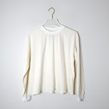 Cropped Long Sleeve T Shirt in Washed White | Women's Relaxed Fit Top in Hemp and Organic Cotton