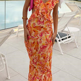 Bethany | Floral Elegant Ruffle Maxi Dress