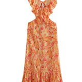 Bethany | Floral Elegant Ruffle Maxi Dress