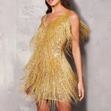 Kimberly | Women’s Cocktail Dress with Fringe Feathers