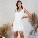 Kimberly | Women’s Cocktail Dress with Fringe Feathers