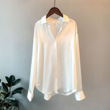 Taylor | Women’s Loose Fit Button Down Satin Blouses