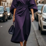 Grace | Elegant Dress with Lantern Sleeves and Belt