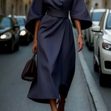 Grace | Elegant Dress with Lantern Sleeves and Belt