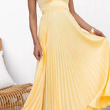 Samantha | Women’s Pleated V-Neck Maxi Dress