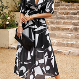 Ruby | Women’s Abstract Print Belted Midi Dress