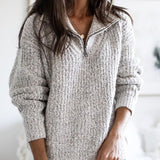 Caroline | Women’s Zip-Up Ribbed Sweater with Cozy Feel