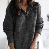 Caroline | Women’s Zip-Up Ribbed Sweater with Cozy Feel