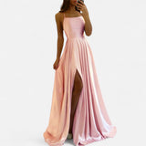 Gabrielle | Women’s Modern Fit Satin Slit  Maxi Dress