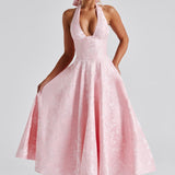 Clara | Women Wedding Guest Halter Midi Dress