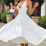 Clara | Women Wedding Guest Halter Midi Dress