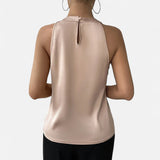 Kimberly | Women’s Elegant Pleated Front Draped Satin Tanks