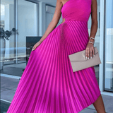 Sarah |  Women’s One Shoulder Pleated Maxi Dress