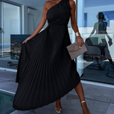 Sarah |  Women’s One Shoulder Pleated Maxi Dress