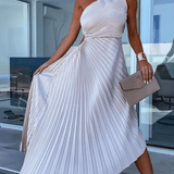 Sarah |  Women’s One Shoulder Pleated Maxi Dress