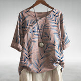 Charlotte | Casual Leaf Print Button Blouse for Women