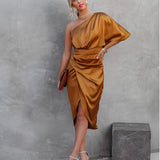 Ava | Women’s One Shoulder Wrap Midi Dress
