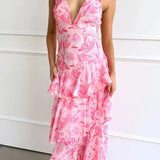 Maria | Women’s Elegant Floral Tiered Maxi Dress