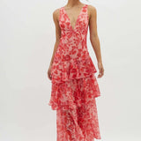 Maria | Women’s Elegant Floral Tiered Maxi Dress